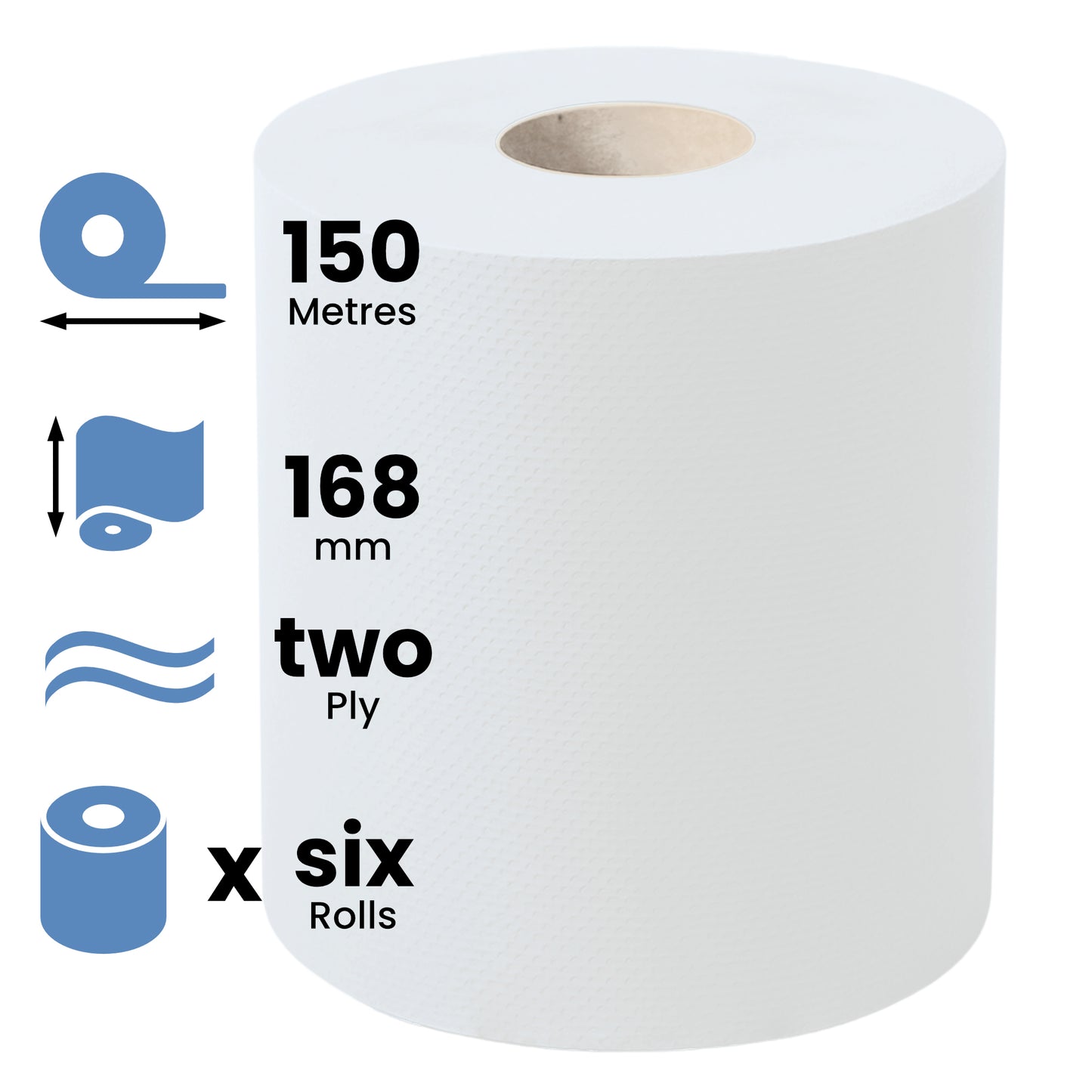 White Premium Centrefeed Roll - Pack 6