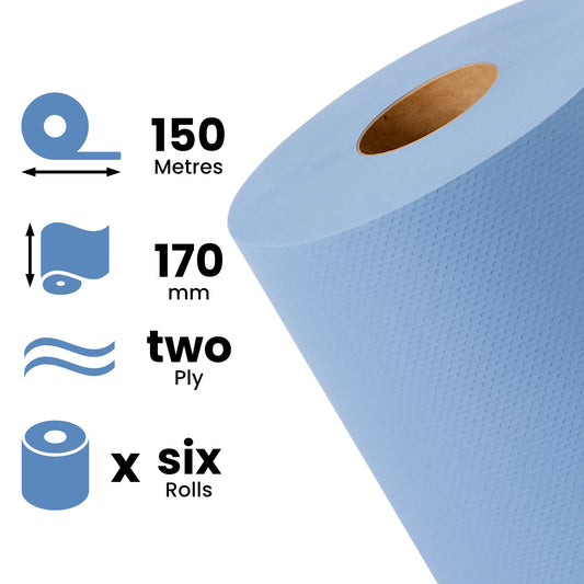 Blue Premium Centrefeed Roll - Pack 6
