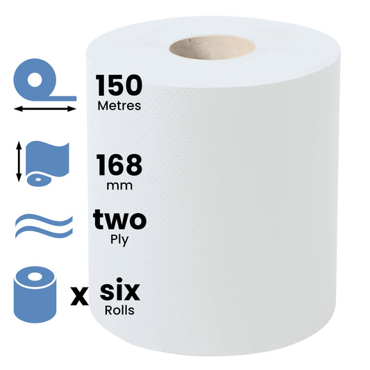 White Premium Centrefeed Roll - Pack 6