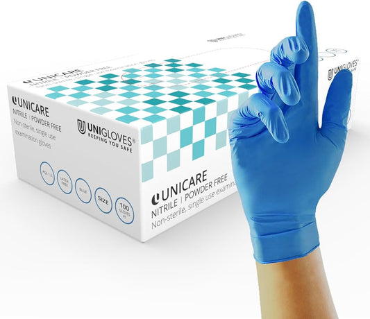 Nitrile Powder Free Gloves (Blue) Sizes S-L